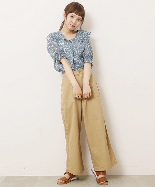 RAY CASSIN（レイカズン）の「ベイカーワイドパンツ（パンツ・レディース・カーキ/ベージュ/サンドベージュ・FREE）」の2枚目の写真