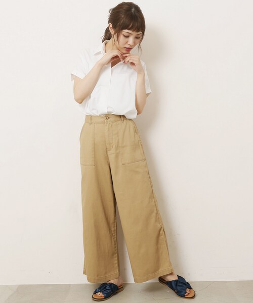 RAY CASSIN（レイカズン）の「ベイカーワイドパンツ（パンツ・レディース・カーキ/ベージュ/サンドベージュ・FREE）」の6枚目の写真