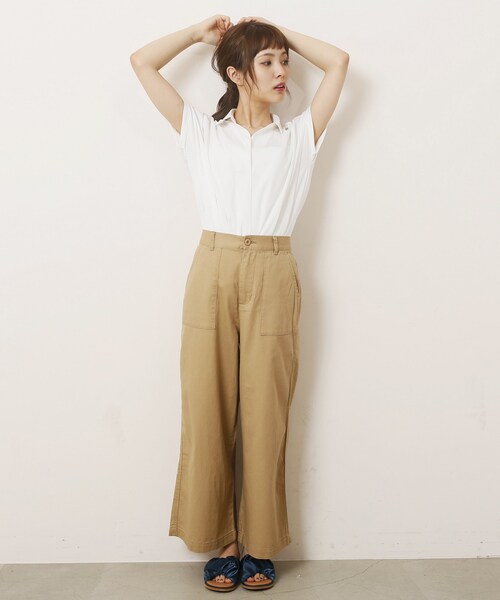 RAY CASSIN（レイカズン）の「ベイカーワイドパンツ（パンツ・レディース・カーキ/ベージュ/サンドベージュ・FREE）」の5枚目の写真