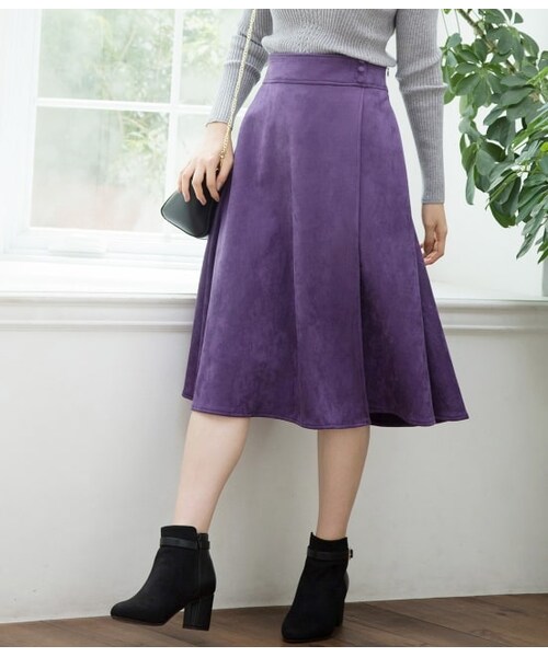 VIS（ビス）の「スエードタッチタックスカート（スカート・レディース・ダークブラウン/パープル/ライトグレー・S/L/M）」の3枚目の写真