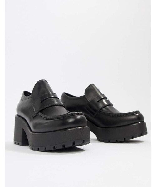 vagabond black leather loafers