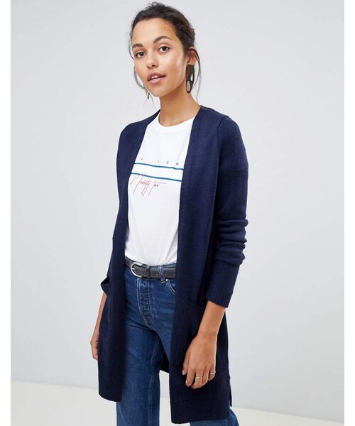 blue longline cardigan