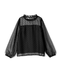 GRL | ドットシフォンパフスリーブハイネックトップス(シャツ/ブラウス)