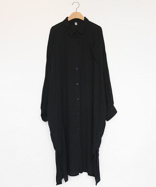 DHOLIC（ディーホリック）の「ワンポケットロングシャツワンピース（ワンピース・レディース・オレンジ/ホワイト/ベージュ/ブラック・FREE）」の3枚目の写真