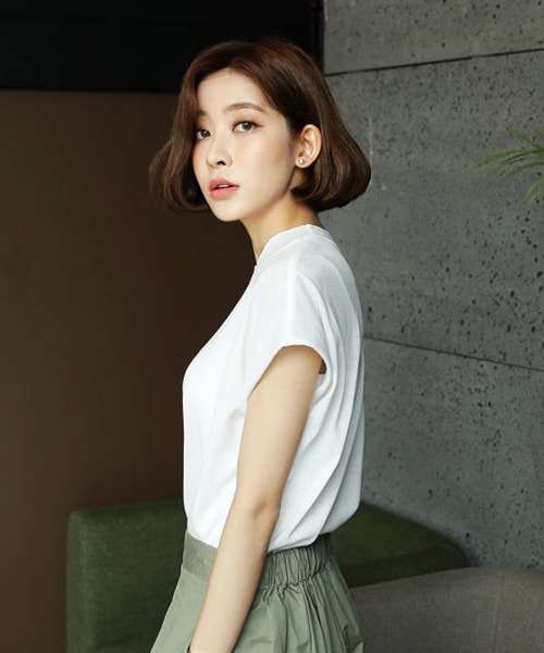 DHOLIC（ディーホリック）の「キャップスリーブスリットニット（ニット/セーター・レディース・ブラウン/ホワイト/ピンク/ブルー・FREE）」の2枚目の写真