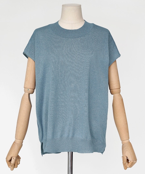 DHOLIC（ディーホリック）の「キャップスリーブスリットニット（ニット/セーター・レディース・ブラウン/ホワイト/ピンク/ブルー・FREE）」の3枚目の写真