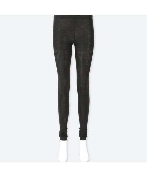 UNIQLO（ユニクロ）の「ヒートテックニットレギンス（リブ・14分丈）（レギンス/スパッツ・レディース・DARK GRAY 08/BLACK 09・L/XL/M/L）」の2枚目の写真