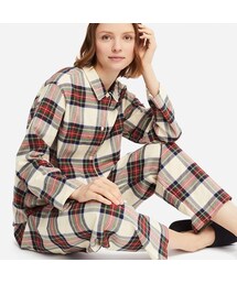 【新品】VS フランネル シャツ パジャマ ホワイトチェック XS.S UNIQLO（ユニクロ）の「フランネルパジャマ（チェック・長袖