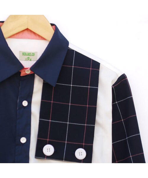 NIRAME.CO（ニラメッコ）の「のれんシャツ～ネイビーチェック～（シャツ/ブラウス・メンズ・その他）」の5枚目の写真