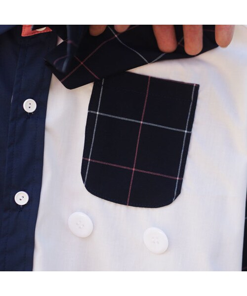 NIRAME.CO（ニラメッコ）の「のれんシャツ～ネイビーチェック～（シャツ/ブラウス・メンズ・その他）」の4枚目の写真