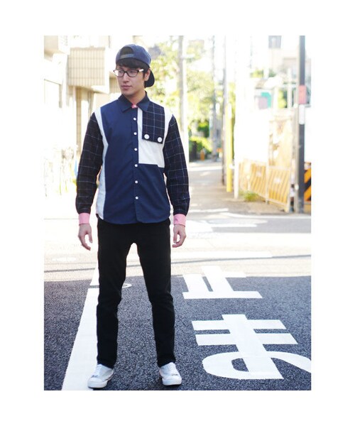 NIRAME.CO（ニラメッコ）の「のれんシャツ～ネイビーチェック～（シャツ/ブラウス・メンズ・その他）」の2枚目の写真