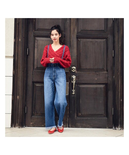 ADIRA(アディラ)の「cable 2way knit(ニット/セーター・レディース・レッド/ベージュ・FREE)」の1枚目の写真
