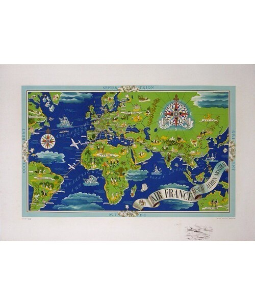 その他セレクト(ソノタセレクト)の「Air France(エール フランス) 地球地図ポスター Lucien Boucher(インテリア雑貨・その他)」の1枚目の写真