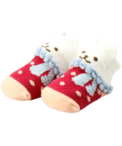 BRANSHES（ブランシェス）の「うさぎベビー足型カップソックス（ソックス/靴下・キッズ・ベージュ/エンジ・9cm～13cm）」の2枚目の写真