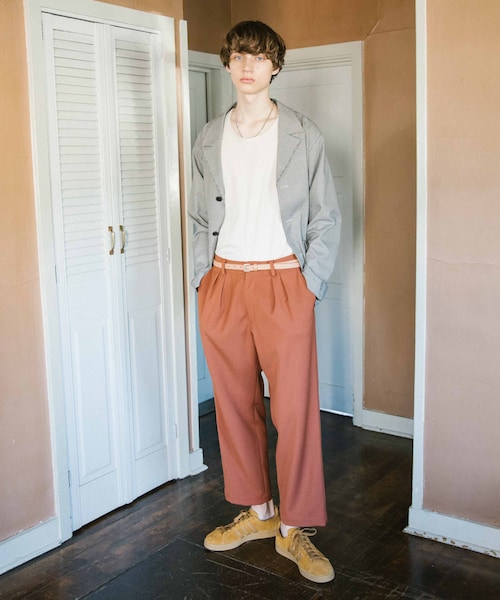 LIDNM（リドム）の「ダブルクロス2タックワイドパンツ【レンガ】（スラックス・メンズ・オレンジ・S.M.L）」の4枚目の写真