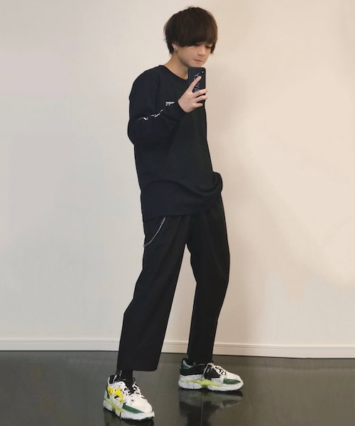 LIDNM（リドム）の「ダブルクロス2タックワイドパンツ【ブラック】（スラックス・メンズ・ブラック・S.M.L）」の11枚目の写真