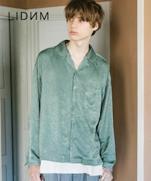 LIDNM | ビンテージサテンオープンカラーシャツ【グリーン】(シャツ/ブラウス)
