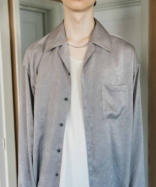 LIDNM(リドム)の「ビンテージサテンオープンカラーシャツ【ベージュ】(シャツ/ブラウス・メンズ・ベージュ・S.M.L)」の5枚目の写真