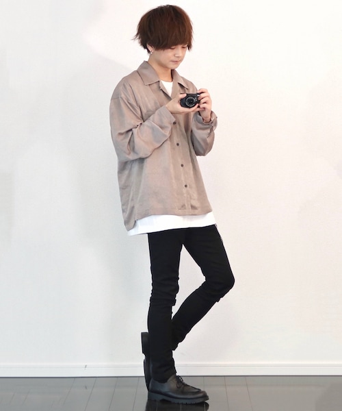 LIDNM(リドム)の「ビンテージサテンオープンカラーシャツ【ベージュ】(シャツ/ブラウス・メンズ・ベージュ・S.M.L)」の6枚目の写真