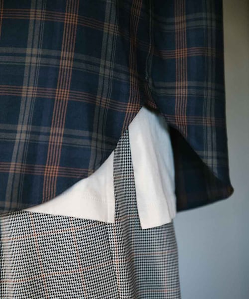 LIDNM(リドム)の「バンドカラーチェックシャツ【ネイビー】(シャツ/ブラウス・メンズ・ブルー・S.M.L)」の6枚目の写真