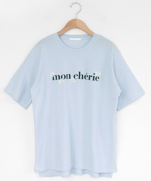 DHOLIC(ディーホリック)の「mon cherieフラワー刺繍Tシャツ(Tシャツ/カットソー・レディース・ホワイト/ピンク/その他/ブルー・FREE)」の2枚目の写真