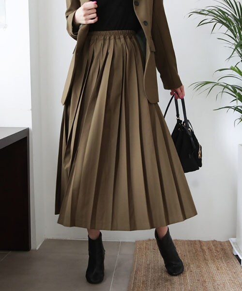 DHOLIC(ディーホリック)の「ウエストゴムプリーツスカート(スカート・レディース・ブラウン/ブラック・FREE)」の1枚目の写真
