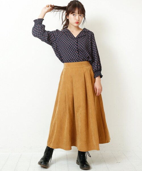 RAY CASSIN（レイカズン）の「横ボタンピーチ起毛スカート（スカート・レディース・ネイビー/グリーン/キャメル/パープル/カラシ・FREE）」の21枚目の写真