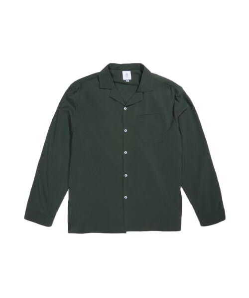 A for Arcade,Wesley Long Sleeve Camp Collar Shirt in Forest - WEAR