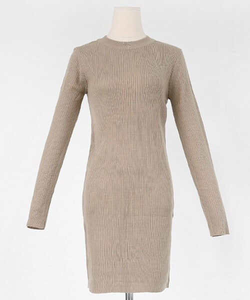 DHOLIC（ディーホリック）の「スリムニットワンピース（ワンピース・レディース・ピンク/ベージュ/レッド/ブラック・FREE）」の3枚目の写真