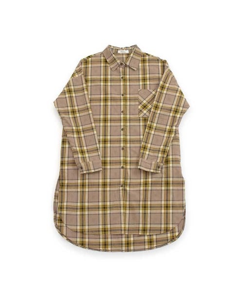 Sheson(シーズン)の「Sheson(シーズン)ロングチェックシャツワンピース(シャツワンピース・レディース・ベージュ/ブルー・FREE)」の1枚目の写真