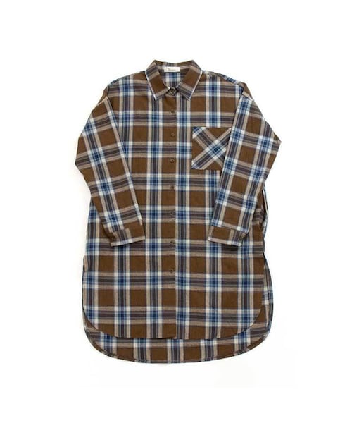 Sheson(シーズン)の「Sheson(シーズン)ロングチェックシャツワンピース(シャツワンピース・レディース・ベージュ/ブルー・FREE)」の2枚目の写真