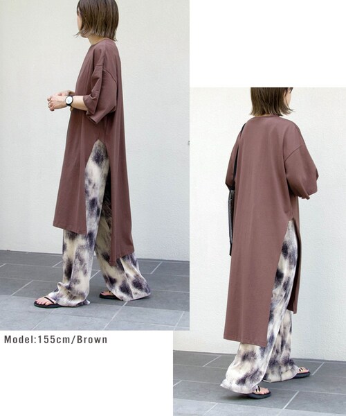 Sheson(シーズン)の「Sheson(シーズン) ディープサイドスリット カットワンピース(ワンピース・レディース・ブラック/カーキ/キャメル/ホワイト/ベリーペリ/グレーベージュ/ブラウン/モカ/テラコッタオレンジ/ダークグリーン/ミルクティベージュ・FREE)」の6枚目の写真