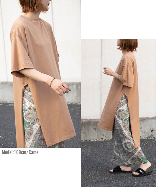 Sheson(シーズン)の「Sheson(シーズン) ディープサイドスリット カットワンピース(ワンピース・レディース・ブラック/カーキ/キャメル/ホワイト/ベリーペリ/グレーベージュ/ブラウン/モカ/テラコッタオレンジ/ダークグリーン/ミルクティベージュ・FREE)」の19枚目の写真