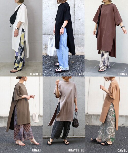 Sheson(シーズン)の「Sheson(シーズン) ディープサイドスリット カットワンピース(ワンピース・レディース・ブラック/カーキ/キャメル/ホワイト/ベリーペリ/グレーベージュ/ブラウン/モカ/テラコッタオレンジ/ダークグリーン/ミルクティベージュ・FREE)」の20枚目の写真