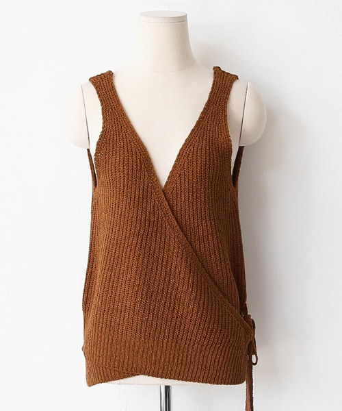 DHOLIC（ディーホリック）の「ニットラップベスト（ベスト・レディース・ベージュ/ブラウン/ブラック/グリーン・FREE）」の3枚目の写真