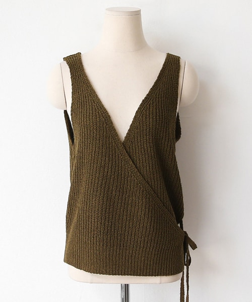 DHOLIC（ディーホリック）の「ニットラップベスト（ベスト・レディース・ベージュ/ブラウン/ブラック/グリーン・FREE）」の4枚目の写真
