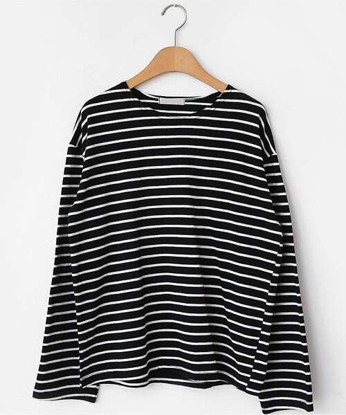 DHOLIC（ディーホリック）の「コットンボーダーTシャツ（Tシャツ/カットソー・レディース・イエロー/ホワイト/ブラック/ブルー/ブラウン/グリーン・FREE）」の3枚目の写真