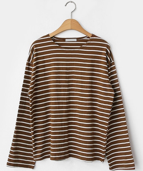 DHOLIC（ディーホリック）の「コットンボーダーTシャツ（Tシャツ/カットソー・レディース・イエロー/ホワイト/ブラック/ブルー/ブラウン/グリーン・FREE）」の4枚目の写真