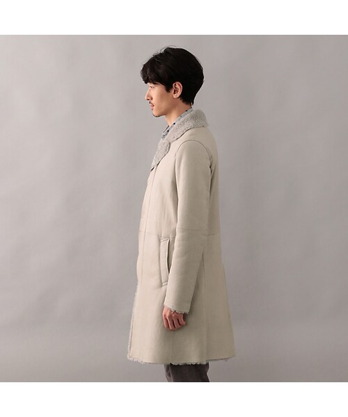 EPOCA UOMO（エポカウォモ）の「【予約販売】ステンカラームートンコート（ジャケット/アウター・レディース・オフホワイト・44/46/48/50）」の2枚目の写真