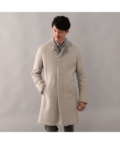 EPOCA UOMO（エポカウォモ）の「【予約販売】ステンカラームートンコート（ジャケット/アウター・レディース・オフホワイト・44/46/48/50）」の4枚目の写真