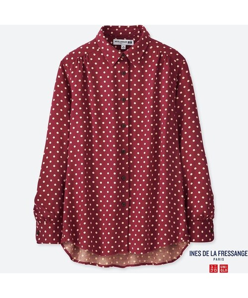 UNIQLO（ユニクロ）の「レーヨンブラウス（長袖）（シャツ/ブラウス・レディース・BLUE 68/DARK GREEN 58/BLUE 61/RED 17・M/S/XL/L/3XL/XXL/XS）」の4枚目の写真