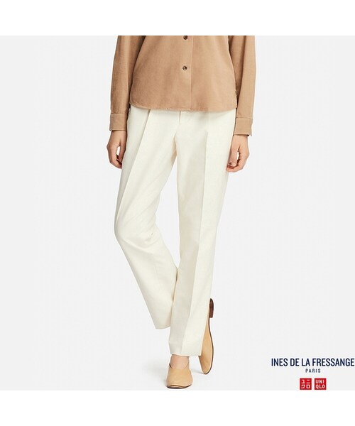 UNIQLO（ユニクロ）の「コットンストレートパンツ（その他パンツ・レディース・NAVY 69/BROWN 34/OFF WHITE 01・73/55/61/64/70/76/67/58）」の2枚目の写真