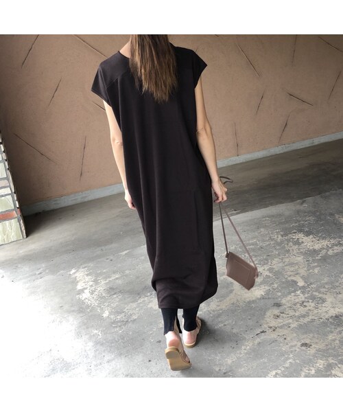 copine（コピン）の「ゆる可愛いレイヤードスタイル！フレンチスリーブニットソーロングワンピース【クリックポスト対象商品】（ワンピース・レディース・その他）」の5枚目の写真