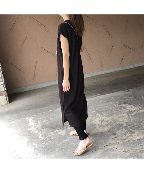 copine（コピン）の「ゆる可愛いレイヤードスタイル！フレンチスリーブニットソーロングワンピース【クリックポスト対象商品】（ワンピース・レディース・その他）」の2枚目の写真