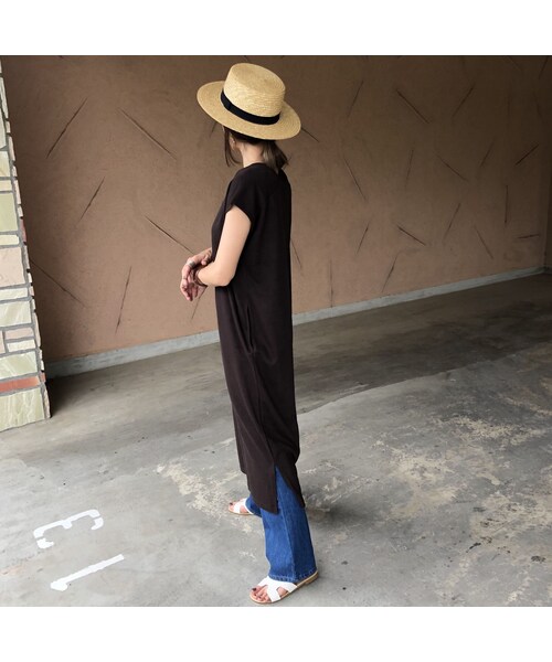 copine（コピン）の「ゆる可愛いレイヤードスタイル！フレンチスリーブニットソーロングワンピース【クリックポスト対象商品】（ワンピース・レディース・その他）」の9枚目の写真