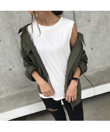 copine | 最後の再入荷！バックボタンミリタリーシャツジャケット/ライトアウター【クリックポスト対象商品】(ミリタリージャケット)