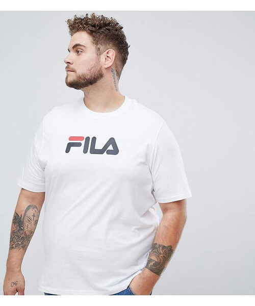 Fila,Fila Black Line T-shirt With Large Logo In White -