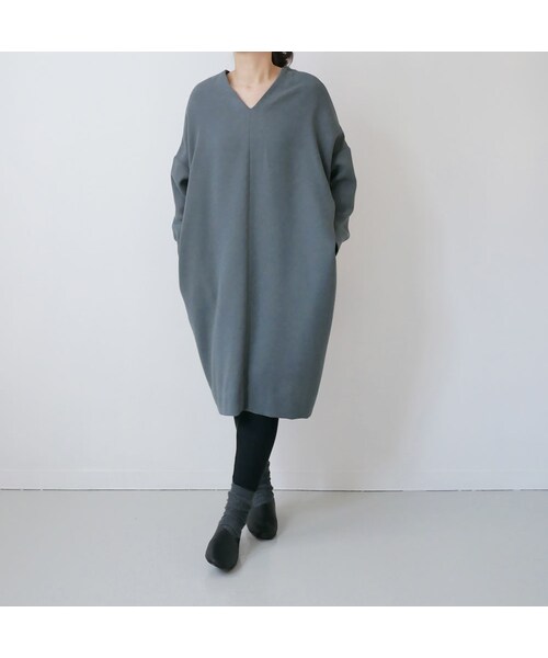 No Control Air ノーコントロールエアー の No Control Air ノーコントロールエアー アセテート ポリエステルライトクレープダブルクロス Vネックロングスリーブオーバーワンピース Gray Nfvop N155op ワンピース Wear