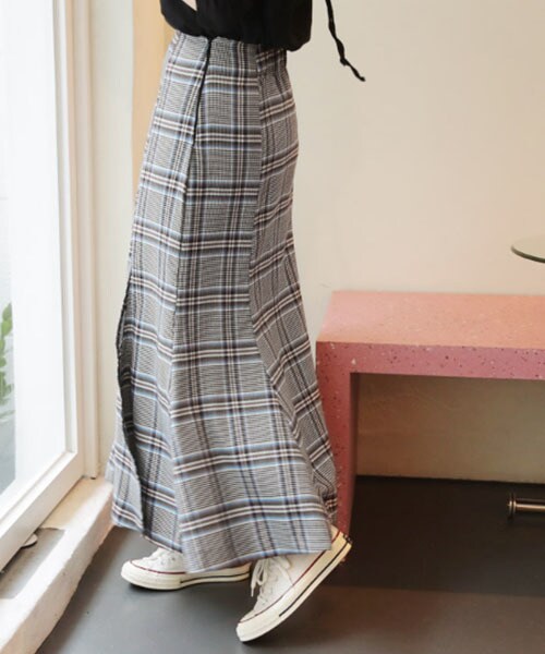 DHOLIC（ディーホリック）の「マーメイドチェックスカート（スカート・レディース・ピンク/グレー・FREE）」の2枚目の写真