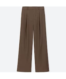 UNIQLO | ハイウエストタックワイドパンツ（チェック）(その他パンツ)